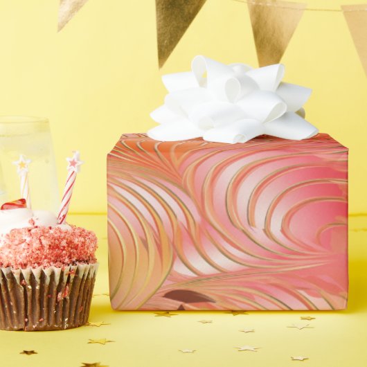 ピーチファズ抽象芸術植物果実パターン3 ラッピングペーパー (誕生日パーティー)