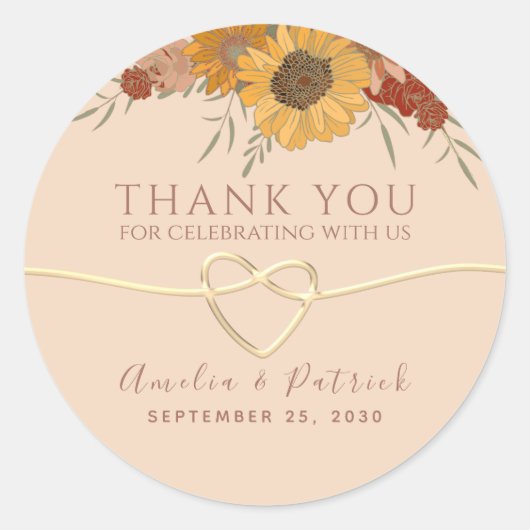 ピーチファズ結婚の感謝 ラウンドシール (正面)