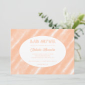 ピーチファズ カラー 水彩 アブストラクト パターン 招待状 (スタンド正面)