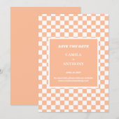 ピーチファズ ホワイト チェック ギンガム パターン セーブザデート (正面/裏面)