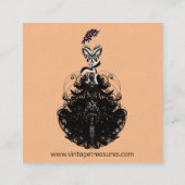 ピーチファッションヴィンテージガールレトロヴィンテージドレス スクエア名刺 (裏面)