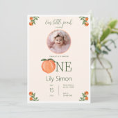 ピーチファースト誕生日かわいい水色 招待状 (スタンド正面)