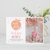 ピーチファースト誕生日招待状と写真 招待状 (スタンド正面)