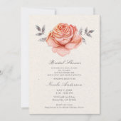 ピーチフェアリータレグリッターバラ葉ブライダルシャワー 招待状 (正面)