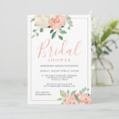 ピーチフェミニンウォーター色フローラブライダルシャワー 招待状 (スタンド正面)