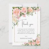 ピーチフェミニンピンクローズフローラ誕生日 サンキューカード (正面)