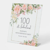 ピーチフェミニンピンクローズフローラ100誕生日 台座サイン (正面)