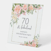 ピーチフェミニンピンクローズフローラ70誕生日 台座サイン (正面)