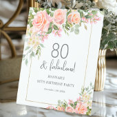 ピーチフェミニンピンクローズフローラ80誕生日 台座サイン