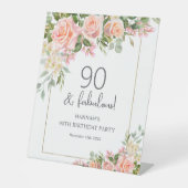 ピーチフェミニンピンクローズフローラ90誕生日 台座サイン (正面)