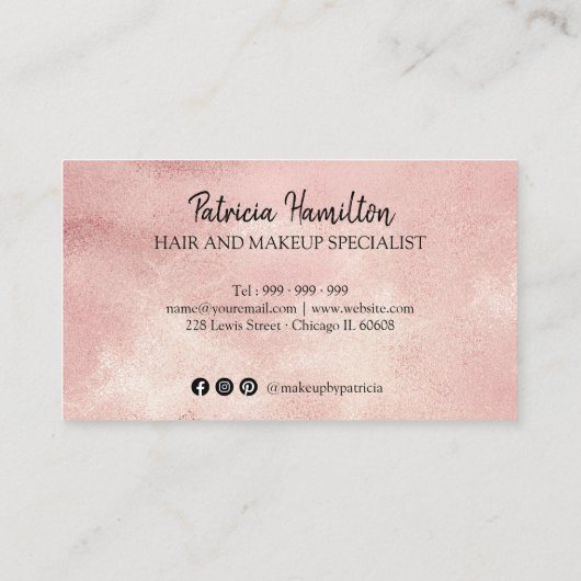 ピーチフォイルメイクアップアーティストヘアサロンロイヤリティカード 名刺 (裏面)