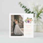 ピーチフォトウォーターカラー結婚フローラサンキュー 招待状 (スタンド正面)