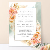 ピーチフォーマル赤面フローラセージ水の色結婚の 招待状