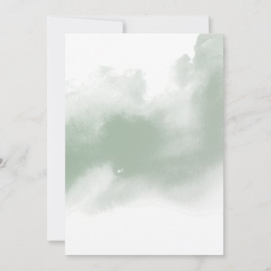 ピーチフォーマル赤面フローラセージ水の色結婚の 招待状 (裏面)