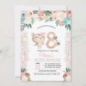 ピーチフクロウ八誕生日招待状 招待状 (正面)