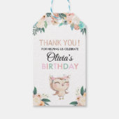 ピーチフクロウ誕生日メッセージカード ギフトタグ (正面)