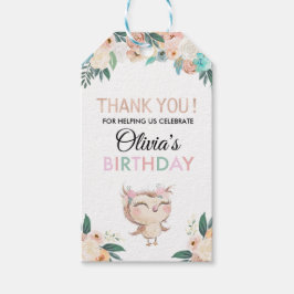 ピーチフクロウ誕生日メッセージカード ギフトタグ