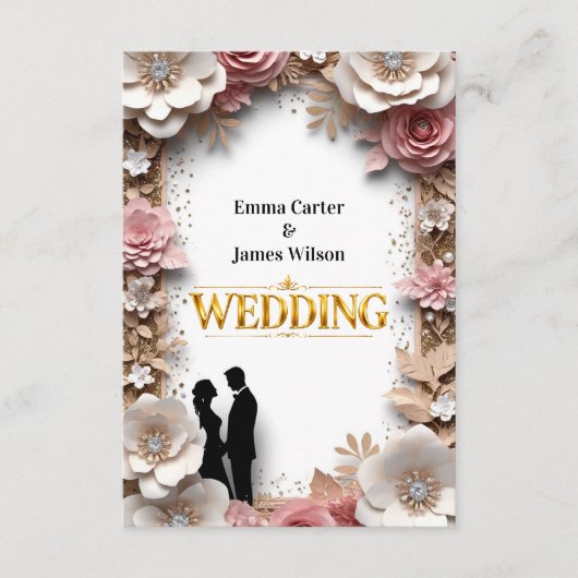 🌺ピーチフラワーの春の結婚式 💐 エンクロージャーカード (正面)