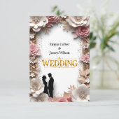 🌺ピーチフラワーの春の結婚式 💐 エンクロージャーカード (スタンド正面)
