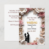 🌺ピーチフラワーの春の結婚式 💐 セーブザデート (正面/裏面)