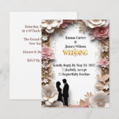 🌺ピーチフラワーの春の結婚式 💐 出欠カード (正面/裏面)