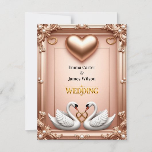 🌺ピーチフラワーの春の結婚式 💐 出欠カード (正面)