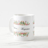 ピーチフラワーの結婚記念日ギフト コーヒーマグカップ (正面左)