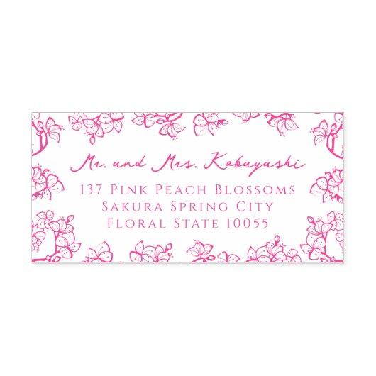 ピーチフラワーアジア結婚差出人住所 セルフインキングスタンプ (デザイン)