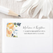 ピーチフラワーエレガントウェディング差出人住所ラベル ラベル (インサイチュ)