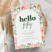 ピーチフラワーズアーチモダントレンディー50誕生日 招待状