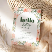 ピーチフラワーズアーチモダントレンディー50誕生日 招待状