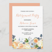 ピーチフラワーズエレガントリタイアメントパーティの招待状 招待状 (正面/裏面)