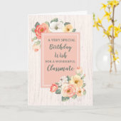 ピーチフラワーズクラスメート誕生日カード カード (黄色い花)