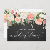 ピーチフラワーズシャルボードベミーメイド・オブ・オーナー（花嫁付き添い人） ポストカード (正面/裏面)