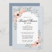 ピーチフラワーズダスティブルーブライダルシャワーバイメール 招待状 (正面/裏面)