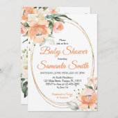 ピーチフラワーズベビーシャワー招待状 招待状 (正面/裏面)