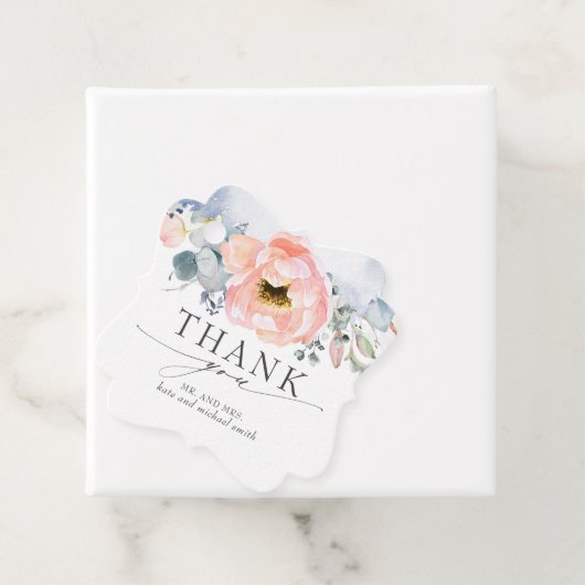 ピーチフラワーダスティブルー結婚の感謝 フェイバータグ (インサイチュ)