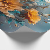 ピーチフラワーバーストラッピング紙 ラッピングペーパー (角)