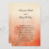 ピーチフラワーピーチテクスチャー結婚背景 招待状 (正面/裏面)