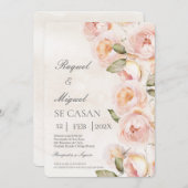 ピーチフラワーベージュスペインの結婚式招待状 招待状 (正面/裏面)