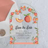 ピーチフルーツアーチウェディング日付を保存 アクリル招待状