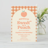 ピーチフルーツオレンジピンクの誕生日パーティーとして甘い 招待状 (スタンド正面)