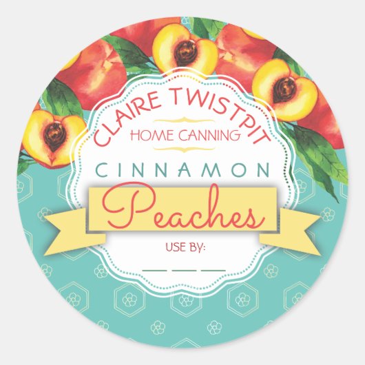 ピーチフルーツパイ充填ジャムホームキャニングラベル ラウンドシール (正面)