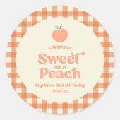 ピーチフルーツピンクオレンジの誕生日パーティーとして甘い ラウンドシール (正面)