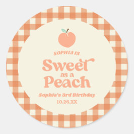 ピーチフルーツピンクオレンジの誕生日パーティーとして甘い ラウンドシール
