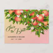 ピーチフルーツ植物学 |結婚式の日付の保存 ポストカード (正面)