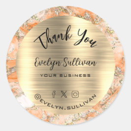 ピーチフルート大理石ありがとう ラウンドシール
