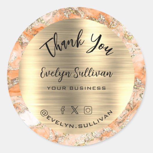 ピーチフルート大理石ありがとう ラウンドシール (正面)