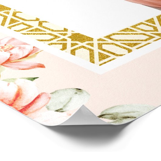 ピーチフローラアナンドKarajシーク結婚ズウェルカムサイン ポスター (角)