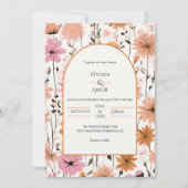 ピーチフローラアーチ結婚式招待状 招待状 (正面)
